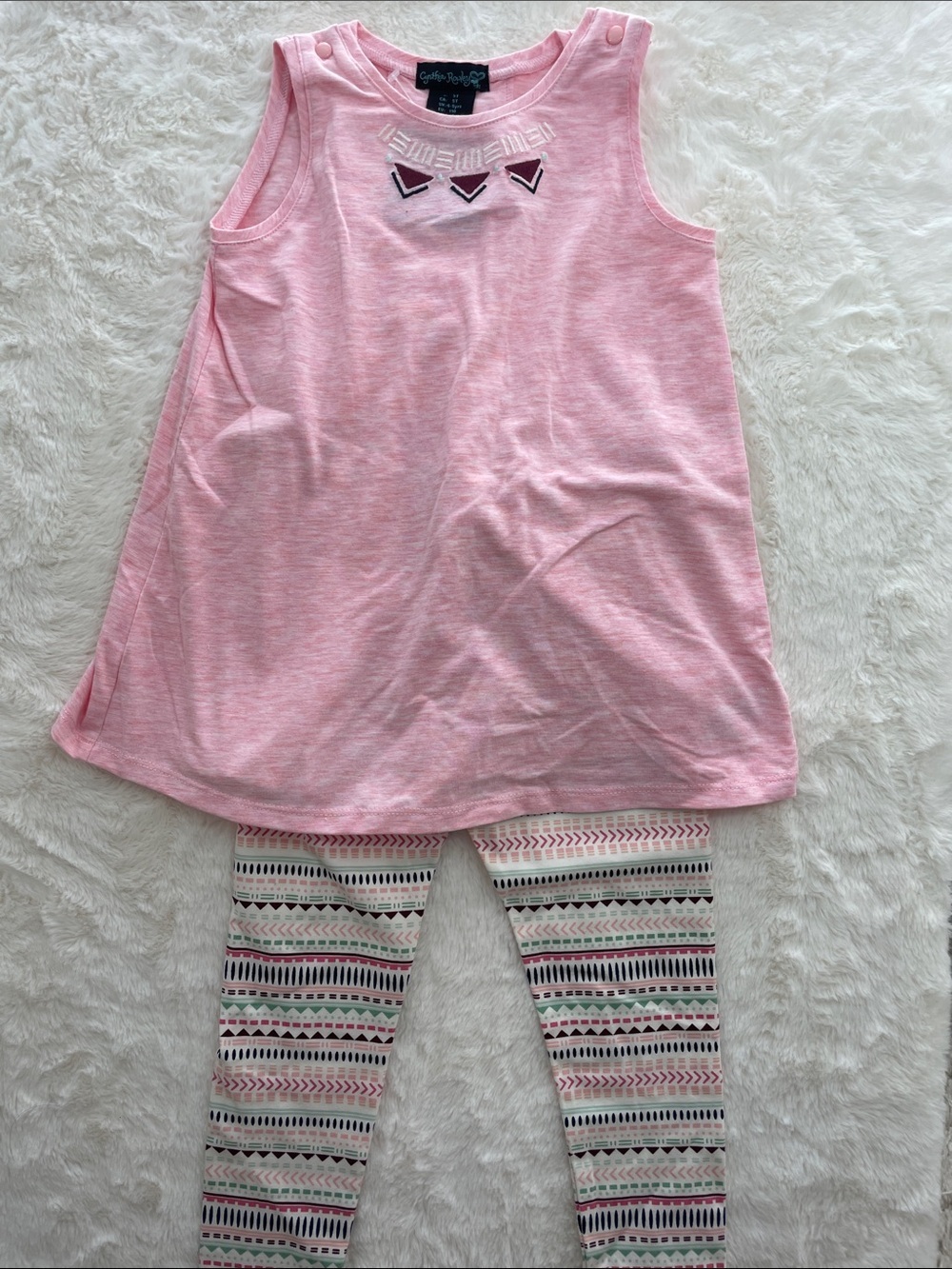 SALE! NWT Cynthia Rowley Light Pink Sleeveless Top w Patterned Leggings Set 5T